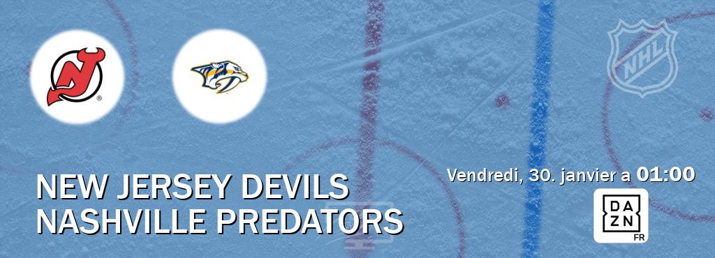 Match entre New Jersey Devils et Nashville Predators en direct à la DAZN (vendredi, 30. janvier a  01:00).
