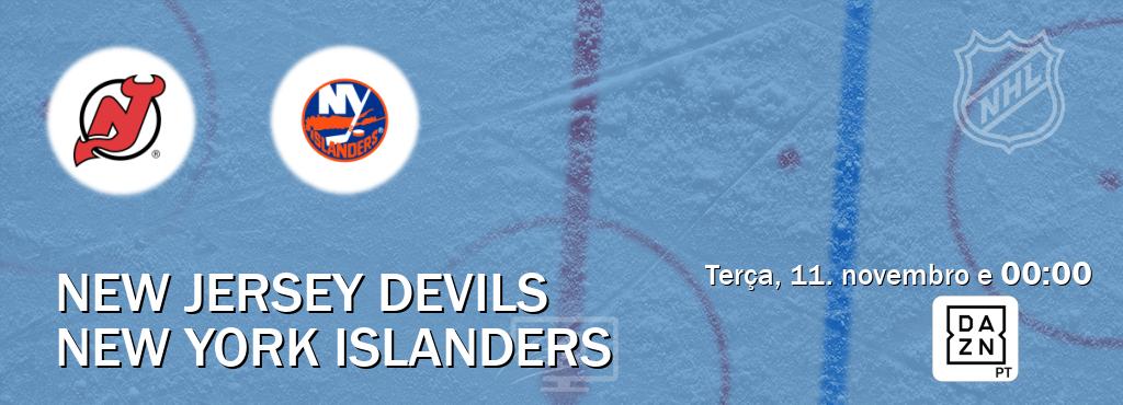 Jogo entre New Jersey Devils e New York Islanders tem emissão DAZN (terça, 11. novembro e  00:00).