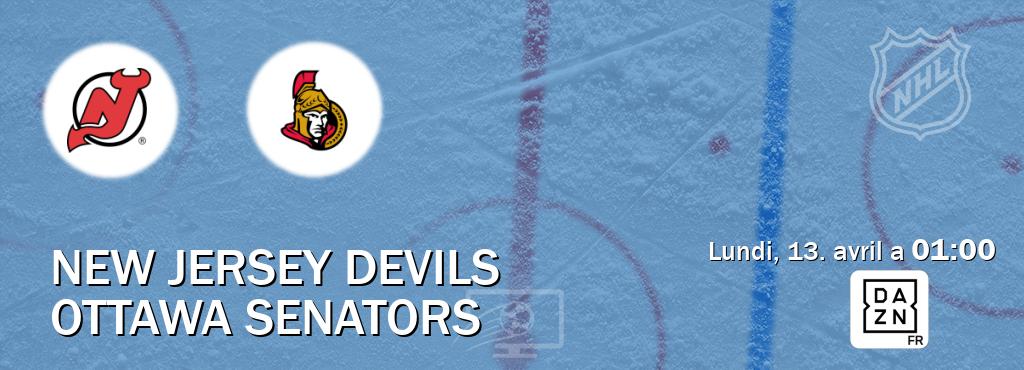 Match entre New Jersey Devils et Ottawa Senators en direct à la DAZN (lundi, 13. avril a  01:00).
