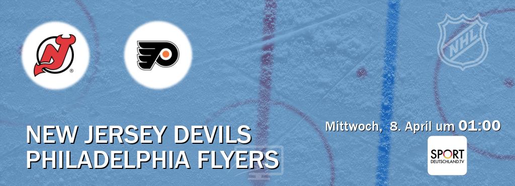 Das Spiel zwischen New Jersey Devils und Philadelphia Flyers wird am Mittwoch,  8. April um  01:00, live vom Sportdeutschland.TV übertragen.