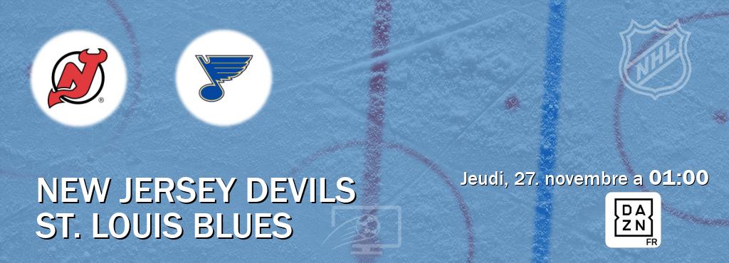 Match entre New Jersey Devils et St. Louis Blues en direct à la DAZN (jeudi, 27. novembre a  01:00).