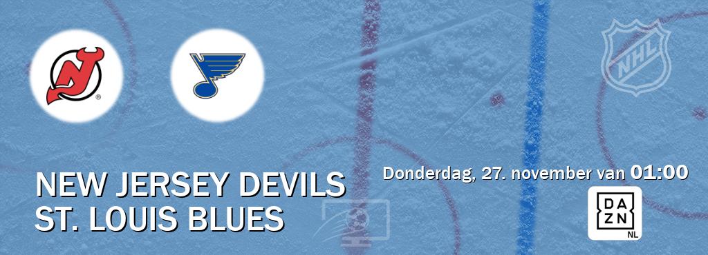 Wedstrijd tussen New Jersey Devils en St. Louis Blues live op tv bij DAZN (donderdag, 27. november van 01:00). Wedstrijd tussen New Jersey Devils en St. Louis Blues live op tv bij DAZN (donderdag, 27. november van 01:00).