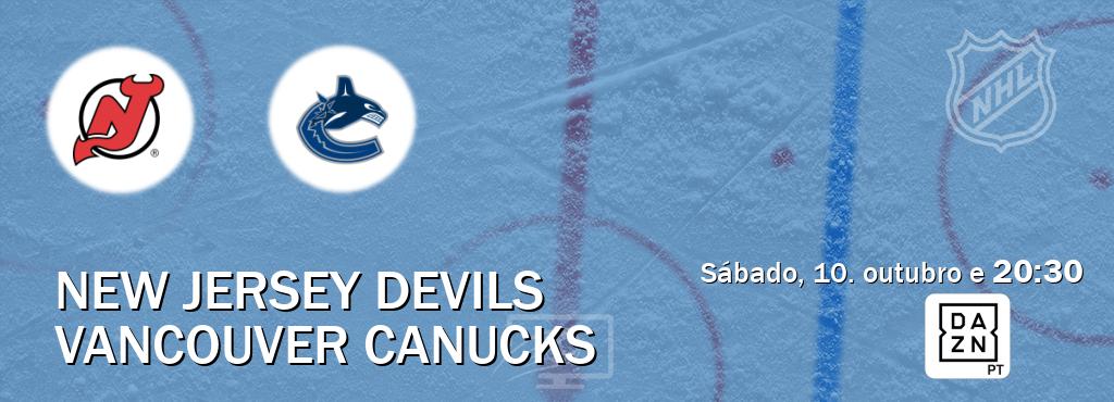 Jogo entre New Jersey Devils e Vancouver Canucks tem emissão DAZN (sábado, 10. outubro e  20:30).