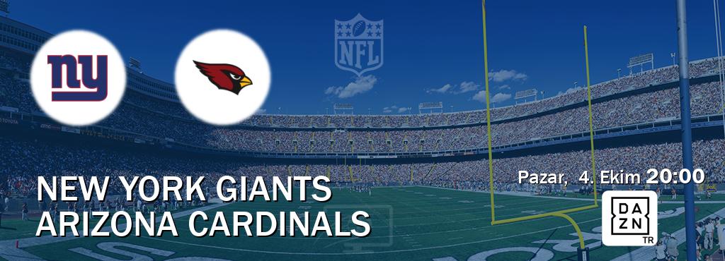 Karşılaşma New York Giants - Arizona Cardinals DAZN'den canlı yayınlanacak (Pazar,  4. Ekim  20:00).