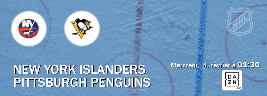 Match entre New York Islanders et Pittsburgh Penguins en direct à la DAZN (mercredi,  4. février a  01:30).