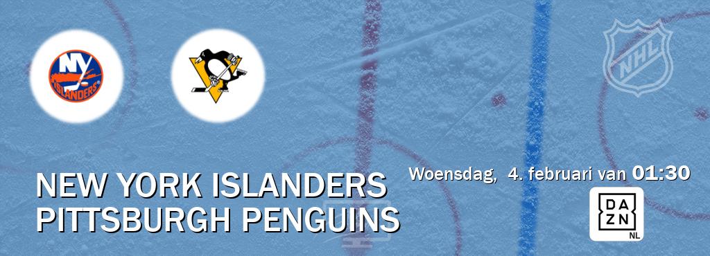 Wedstrijd tussen New York Islanders en Pittsburgh Penguins live op tv bij DAZN (woensdag,  4. februari van  01:30).