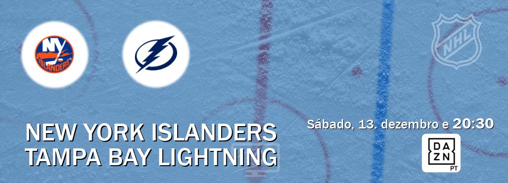Jogo entre New York Islanders e Tampa Bay Lightning tem emissão DAZN (sábado, 13. dezembro e  20:30).