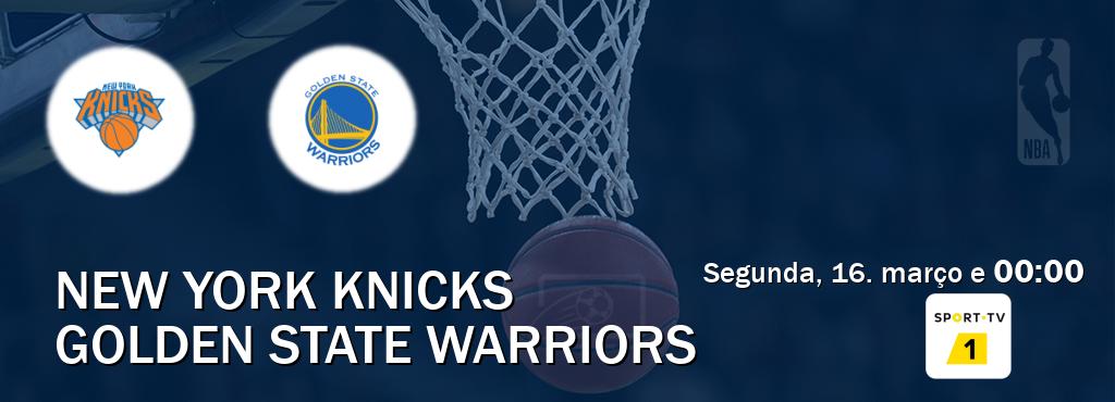 Jogo entre New York Knicks e Golden State Warriors tem emissão Sport TV 1 (segunda, 16. março e  00:00).