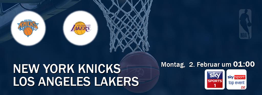 Das Spiel zwischen New York Knicks und Los Angeles Lakers wird am Montag,  2. Februar um  01:00, live vom Sky Sport 1 und Sky Sport Top Event übertragen.