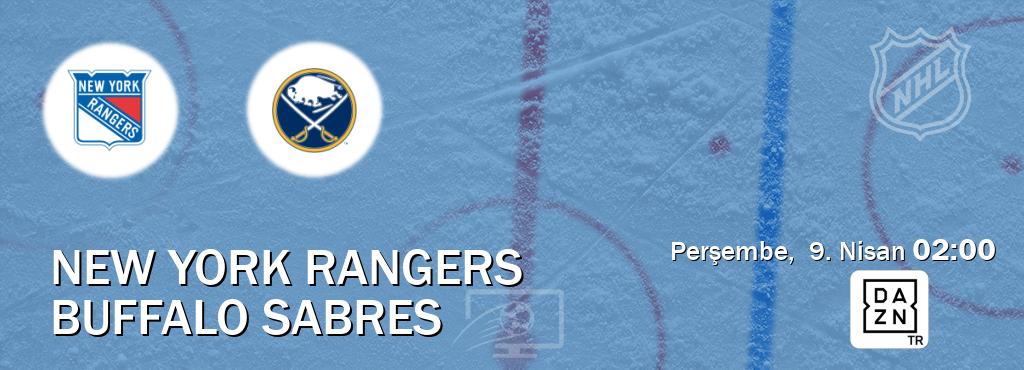 Karşılaşma New York Rangers - Buffalo Sabres DAZN'den canlı yayınlanacak (Perşembe,  9. Nisan  02:00).