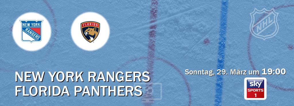 Das Spiel zwischen New York Rangers und Florida Panthers wird am Sonntag, 29. März um  19:00, live vom Sky Sport 1 übertragen.