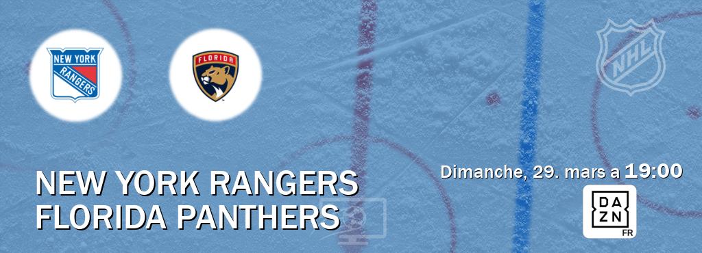 Match entre New York Rangers et Florida Panthers en direct à la DAZN (dimanche, 29. mars a  19:00).