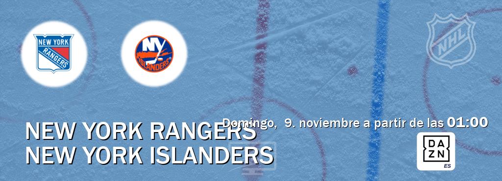 El partido entre New York Rangers y New York Islanders será retransmitido por DAZN España (domingo, 9. noviembre a partir de las 01:00). El partido entre New York Rangers y New York Islanders será retransmitido por DAZN España (domingo, 9. noviembre a partir de las 01:00).