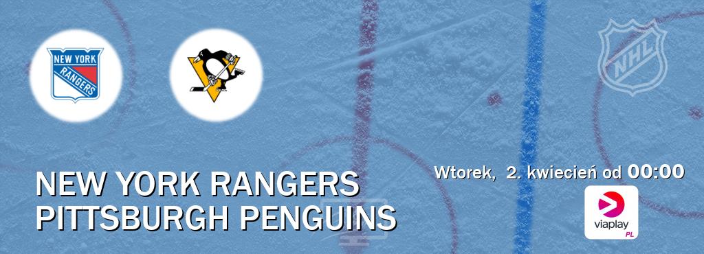 Gra między New York Rangers i Pittsburgh Penguins transmisja na żywo w Viaplay Polska (wtorek,  2. kwiecień od  00:00).