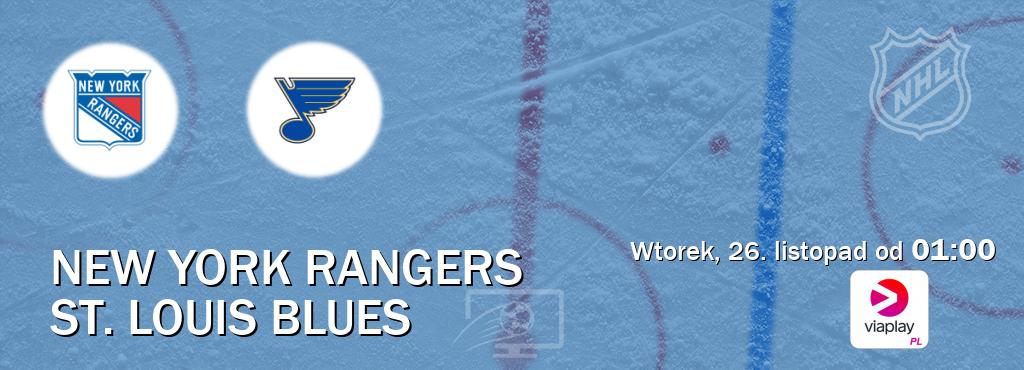 Gra między New York Rangers i St. Louis Blues transmisja na żywo w Viaplay Polska (wtorek, 26. listopad od  01:00).