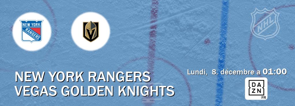 Match entre New York Rangers et Vegas Golden Knights en direct à la DAZN (lundi,  8. décembre a  01:00).