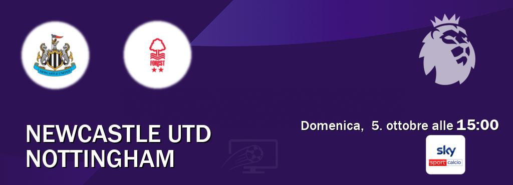 Il match Newcastle Utd - Nottingham sarà trasmesso in diretta TV su Sky Sport Calcio (ore 15:00) Il match Newcastle Utd - Nottingham sarà trasmesso in diretta TV su Sky Sport Calcio (ore 15:00)