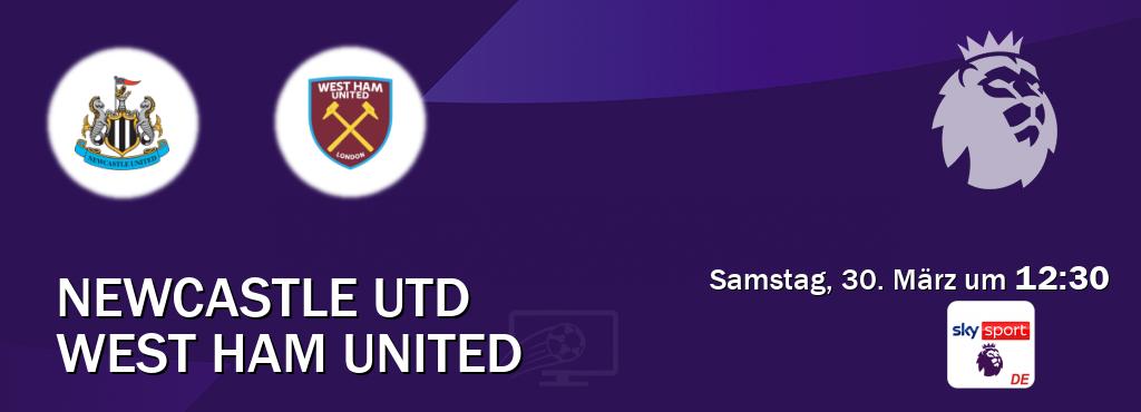 Das Spiel zwischen Newcastle Utd und West Ham United wird am Samstag, 30. März um  12:30, live vom Sky Sport Premier League übertragen.