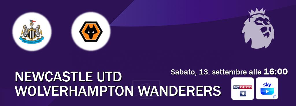 Il match Newcastle Utd - Wolverhampton Wanderers sarà trasmesso in diretta TV su Sky Sport 259 e SKY Go Italia (ore 16:00) Il match Newcastle Utd - Wolverhampton Wanderers sarà trasmesso in diretta TV su Sky Sport 259 e SKY Go Italia (ore 16:00)