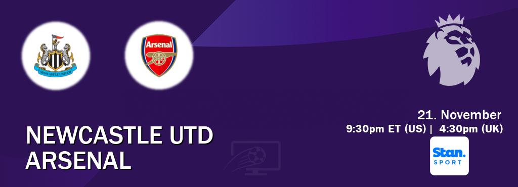 You can watch game live between Newcastle Utd and Arsenal on Stan Sport(AU).