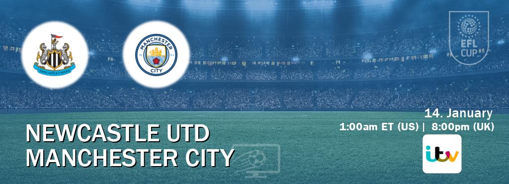 You can watch game live between Newcastle Utd and Manchester City on ITV(UK). You can watch game live between Newcastle Utd and Manchester City on ITV(UK).