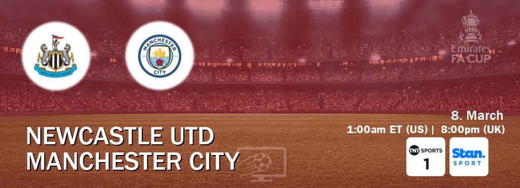 You can watch game live between Newcastle Utd and Manchester City on TNT Sports 1(UK) and Stan Sport(AU).