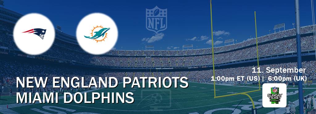 You can watch game live between New England Patriots and Miami Dolphins on NFL Sunday Ticket.
