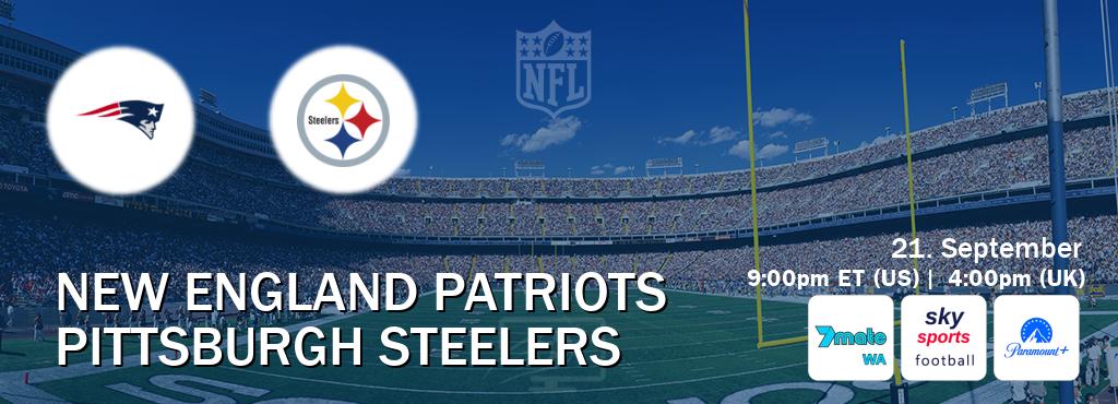You can watch game live between New England Patriots and Pittsburgh Steelers on 7mate Perth(AU), Sky Sports Football(UK), Paramount+(US). You can watch game live between New England Patriots and Pittsburgh Steelers on 7mate Perth(AU), Sky Sports Football(UK), Paramount+(US).