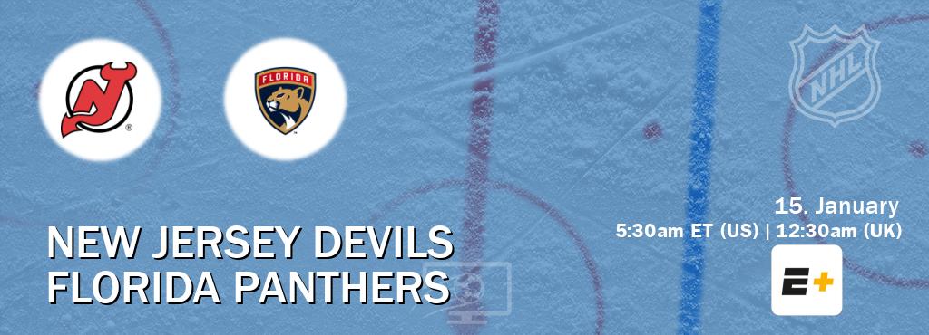 You can watch game live between New Jersey Devils and Florida Panthers on ESPN+(US).