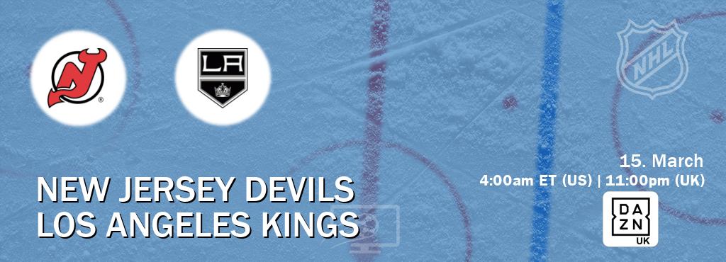 You can watch game live between New Jersey Devils and Los Angeles Kings on DAZN UK(UK).