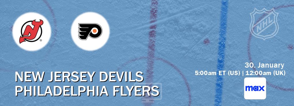 You can watch game live between New Jersey Devils and Philadelphia Flyers on Max(US).