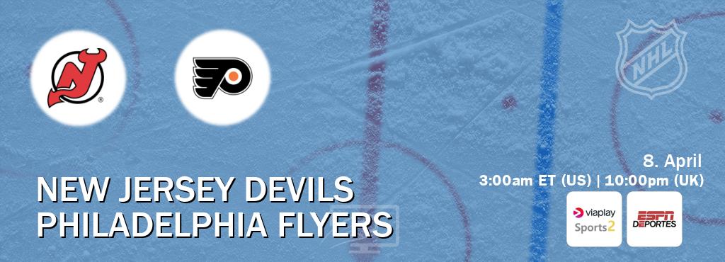 You can watch game live between New Jersey Devils and Philadelphia Flyers on Viaplay Sports 2(UK) and ESPN Deportes(US). You can watch game live between New Jersey Devils and Philadelphia Flyers on Viaplay Sports 2(UK) and ESPN Deportes(US).