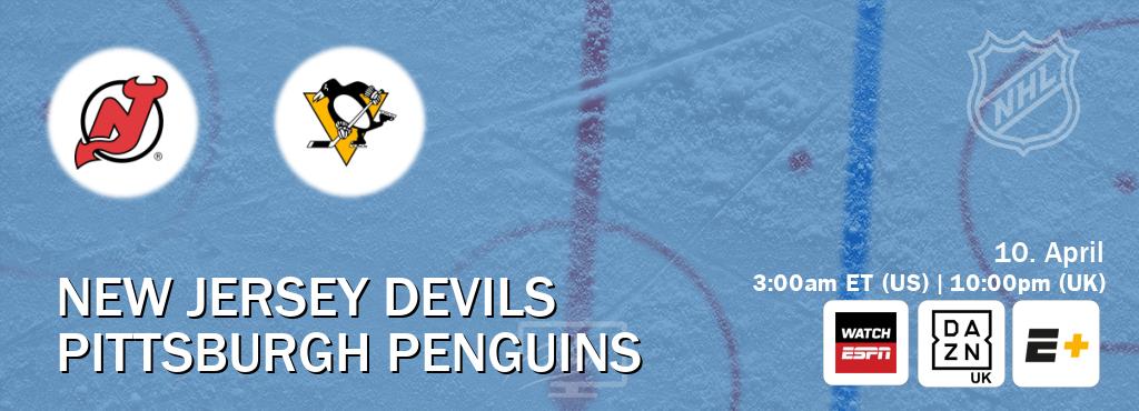You can watch game live between New Jersey Devils and Pittsburgh Penguins on WatchESPN(AU), DAZN UK(UK), ESPN+(US).