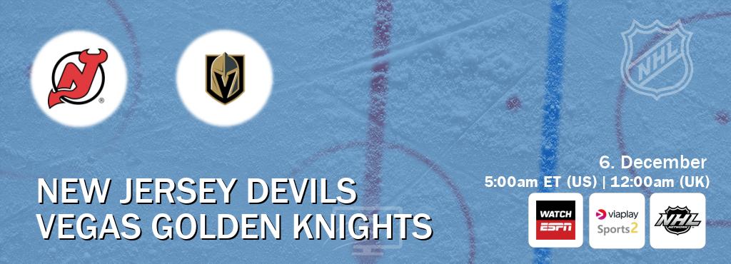 You can watch game live between New Jersey Devils and Vegas Golden Knights on WatchESPN(AU), Viaplay Sports 2(UK), NHL Network(US). You can watch game live between New Jersey Devils and Vegas Golden Knights on WatchESPN(AU), Viaplay Sports 2(UK), NHL Network(US).