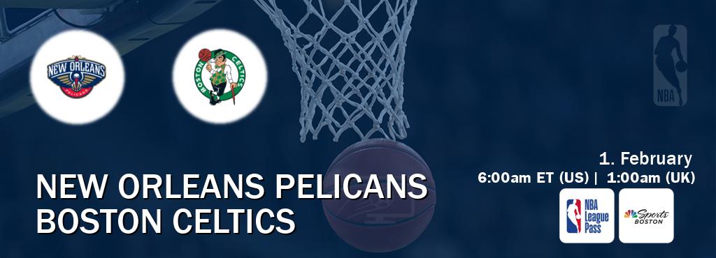 You can watch game live between New Orleans Pelicans and Boston Celtics on NBA League Pass and NBCS Boston(US).