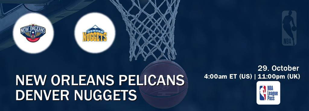 You can watch game live between New Orleans Pelicans and Denver Nuggets on NBA League Pass. You can watch game live between New Orleans Pelicans and Denver Nuggets on NBA League Pass.