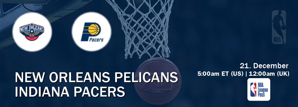You can watch game live between New Orleans Pelicans and Indiana Pacers on NBA League Pass.