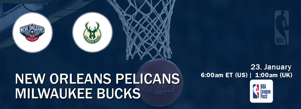 You can watch game live between New Orleans Pelicans and Milwaukee Bucks on NBA League Pass.