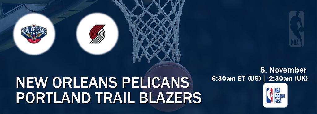 You can watch game live between New Orleans Pelicans and Portland Trail Blazers on NBA League Pass.