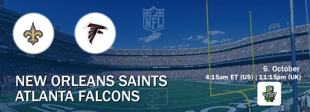 You can watch game live between New Orleans Saints and Atlanta Falcons on NFL Sunday Ticket(US).