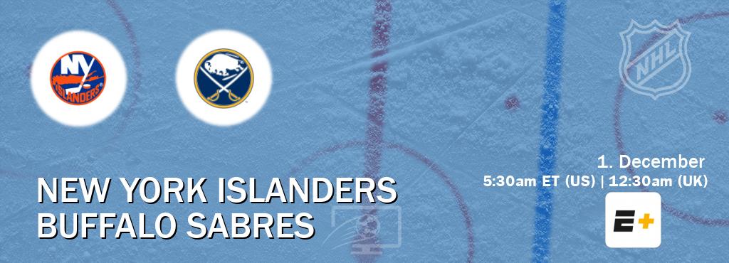 You can watch game live between New York Islanders and Buffalo Sabres on ESPN+(US).