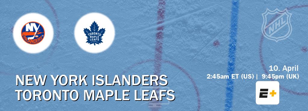 You can watch game live between New York Islanders and Toronto Maple Leafs on ESPN+(US). You can watch game live between New York Islanders and Toronto Maple Leafs on ESPN+(US).
