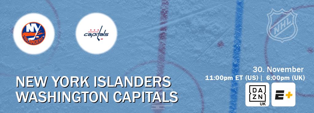 You can watch game live between New York Islanders and Washington Capitals on DAZN UK(UK) and ESPN+(US). You can watch game live between New York Islanders and Washington Capitals on DAZN UK(UK) and ESPN+(US).