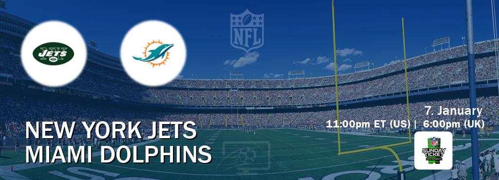 You can watch game live between New York Jets and Miami Dolphins on NFL Sunday Ticket(US).