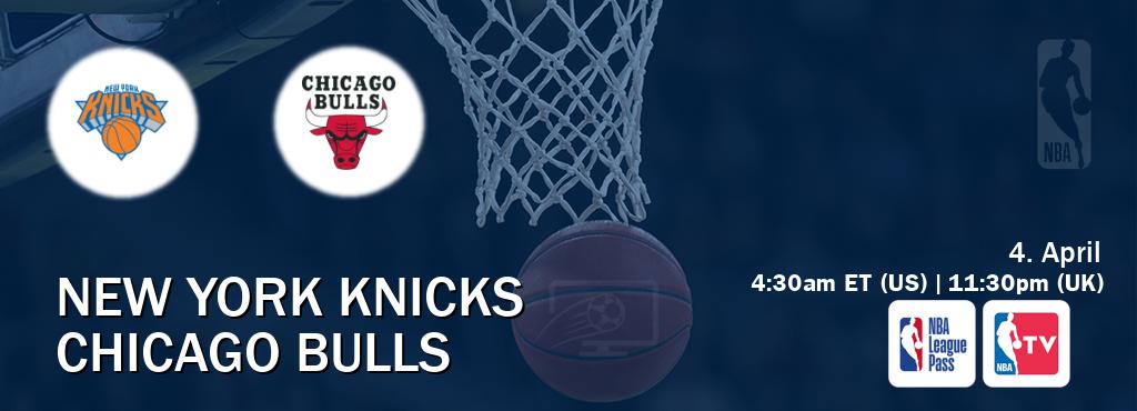 You can watch game live between New York Knicks and Chicago Bulls on NBA League Pass and NBA TV(US).