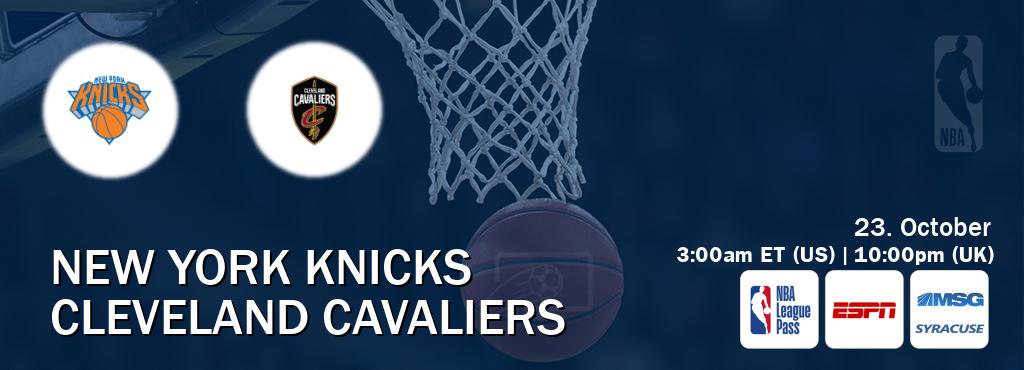 You can watch game live between New York Knicks and Cleveland Cavaliers on NBA League Pass, ESPN(AU), MSG Syracuse(US). You can watch game live between New York Knicks and Cleveland Cavaliers on NBA League Pass, ESPN(AU), MSG Syracuse(US).