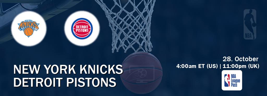 You can watch game live between New York Knicks and Detroit Pistons on NBA League Pass. You can watch game live between New York Knicks and Detroit Pistons on NBA League Pass.