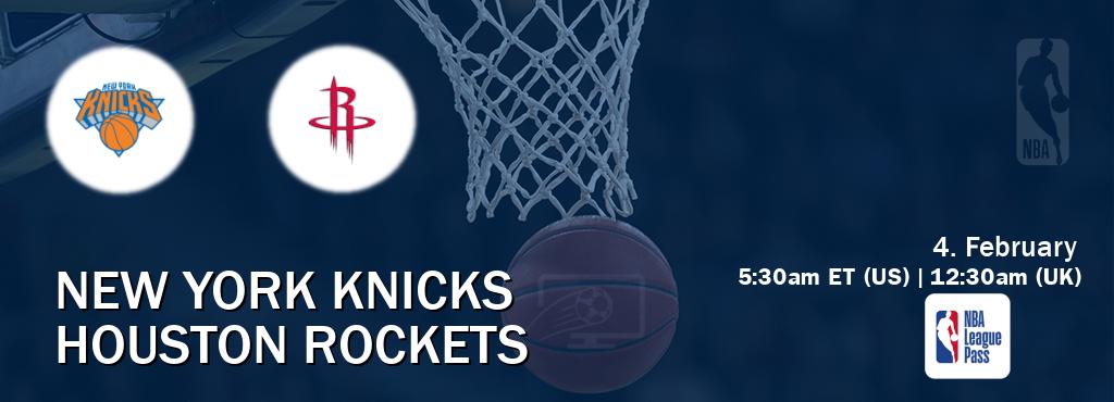 You can watch game live between New York Knicks and Houston Rockets on NBA League Pass.