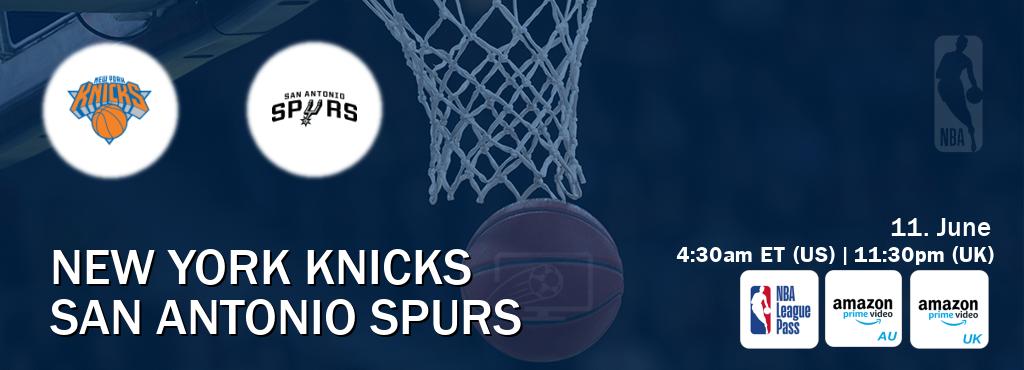 You can watch game live between New York Knicks and San Antonio Spurs on NBA League Pass, Amazon Prime Australia(AU), Amazon Prime Video UK(UK). You can watch game live between New York Knicks and San Antonio Spurs on NBA League Pass, Amazon Prime Australia(AU), Amazon Prime Video UK(UK).