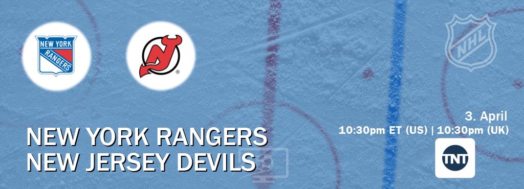 You can watch game live between New York Rangers and New Jersey Devils on TNT(US).